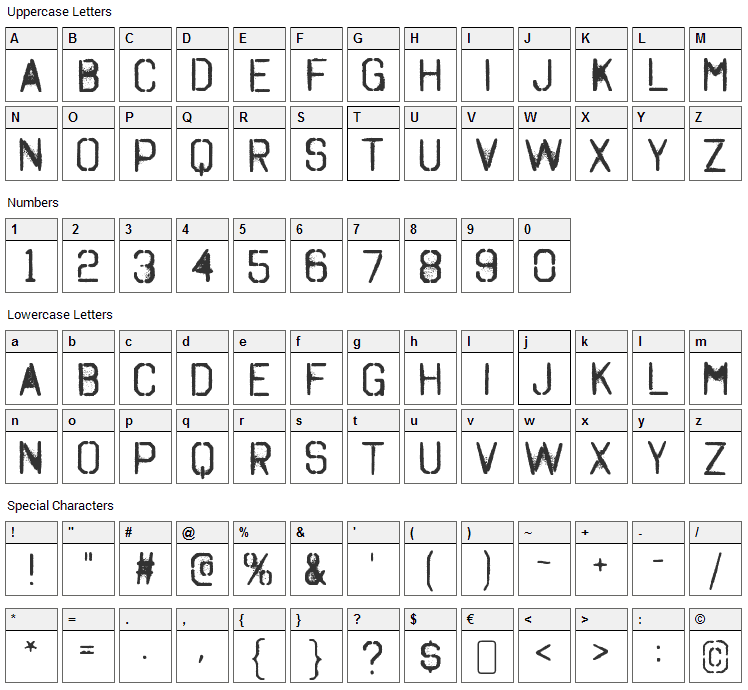 Octin Spraypaint Font Character Map