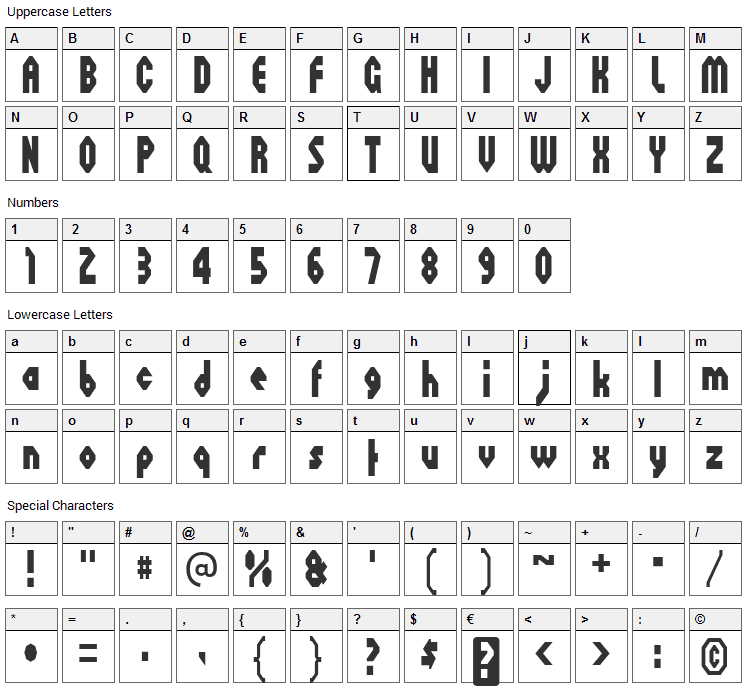 Octoville Font Character Map