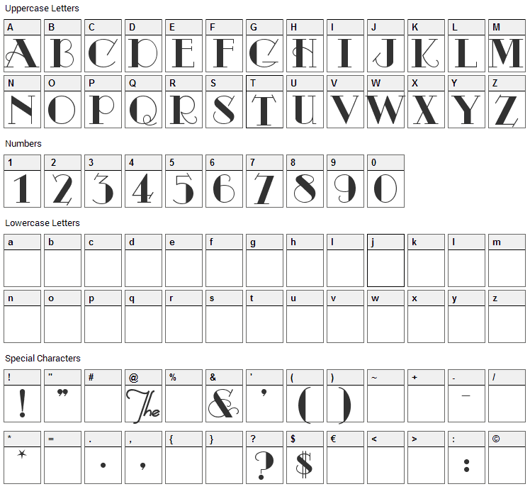 Odalisque Font Character Map