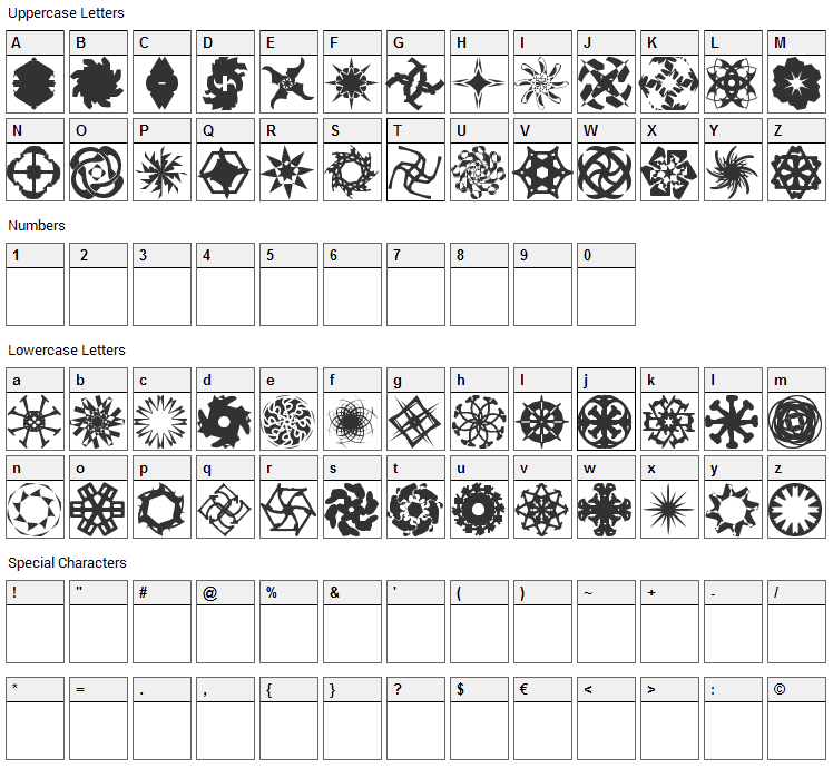 OddBats Font Character Map