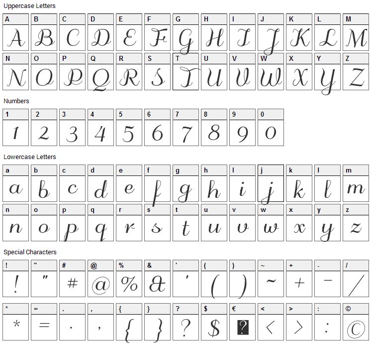 Odstemplik Font Character Map