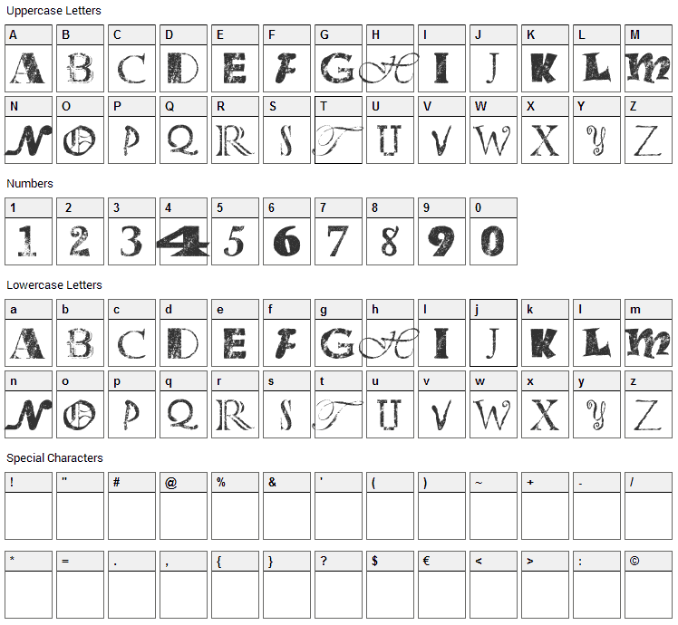 Office Junk Font Character Map