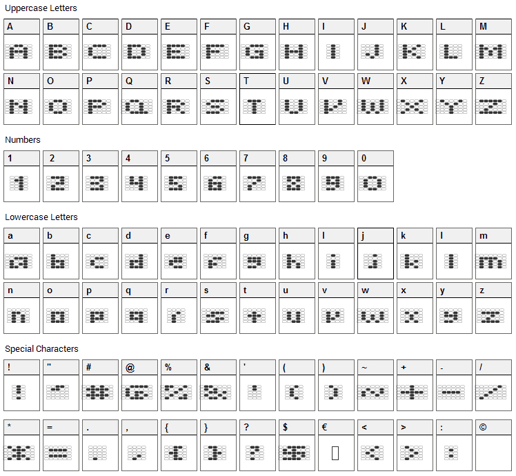 Offon Font Character Map