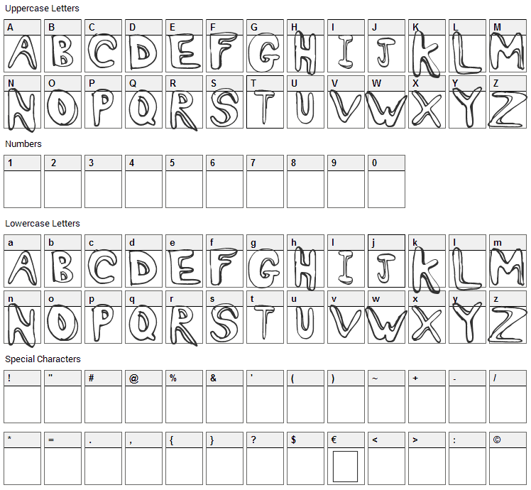 Oh Ashy Font Character Map