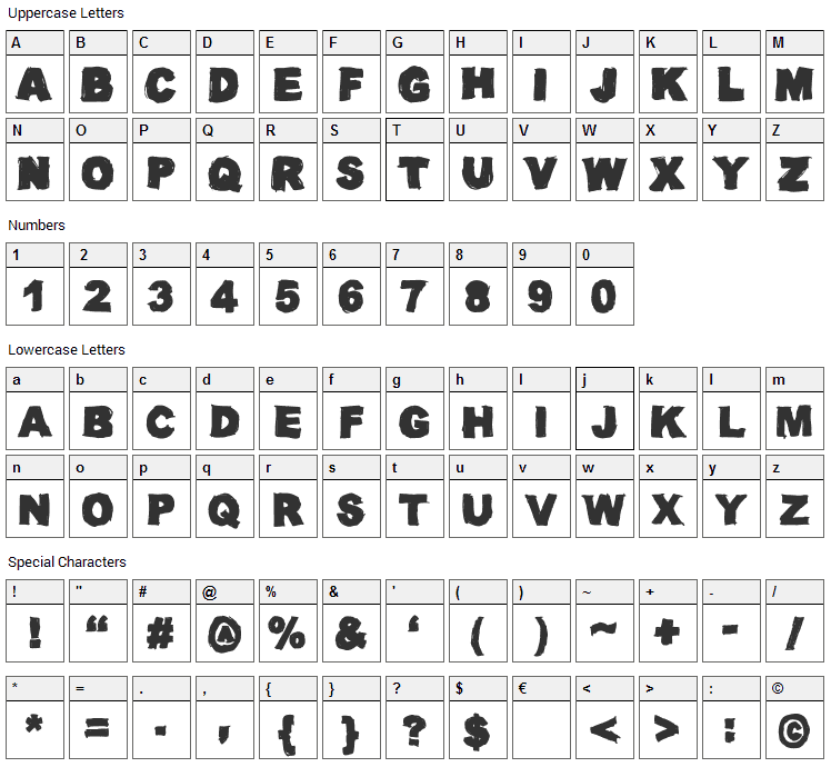 Oil Makes You Run (Faster) Font Character Map