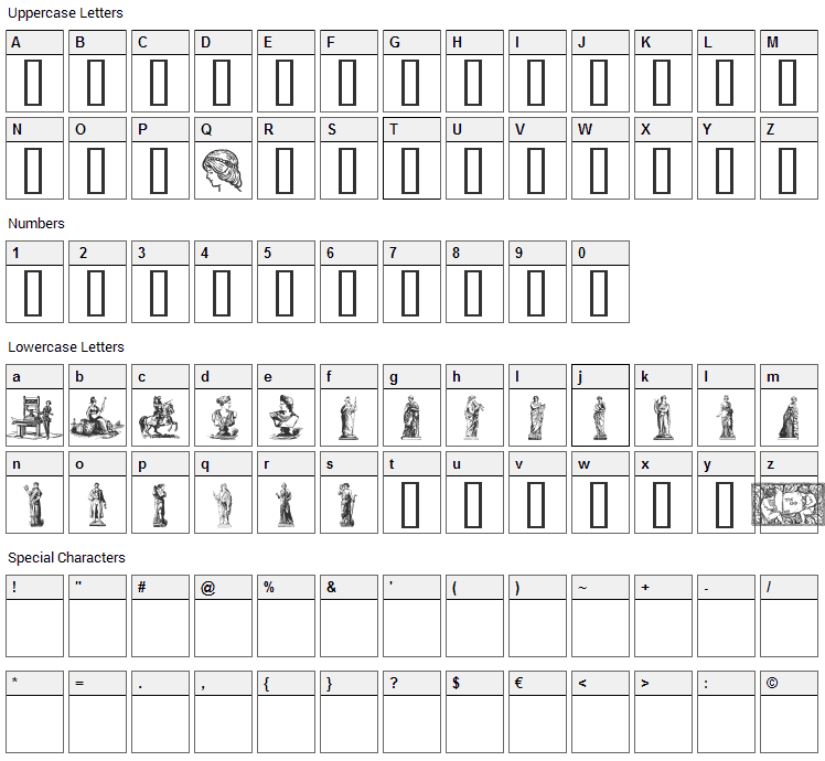 Oktober 98 Font Character Map