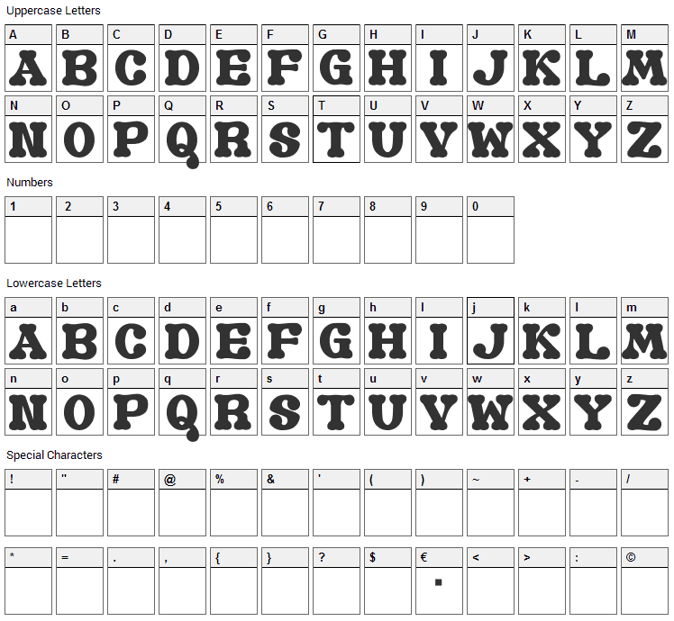 Old Book Font Character Map