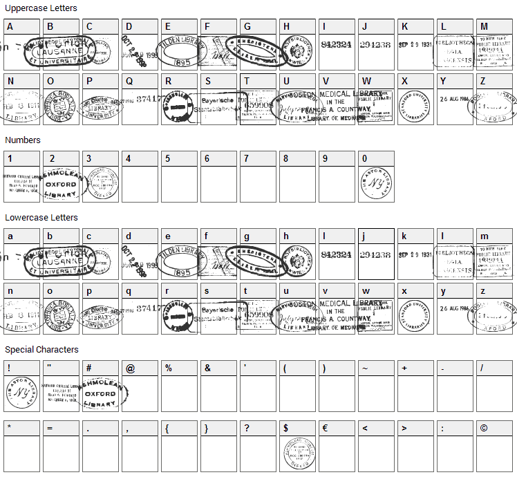 Old Seals Font Character Map