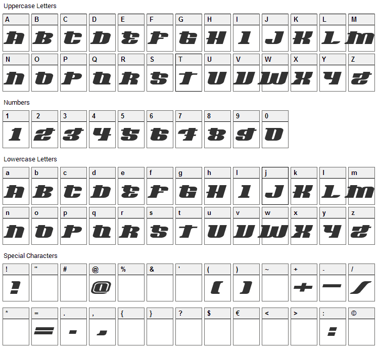 Oliver Mieps Font Character Map