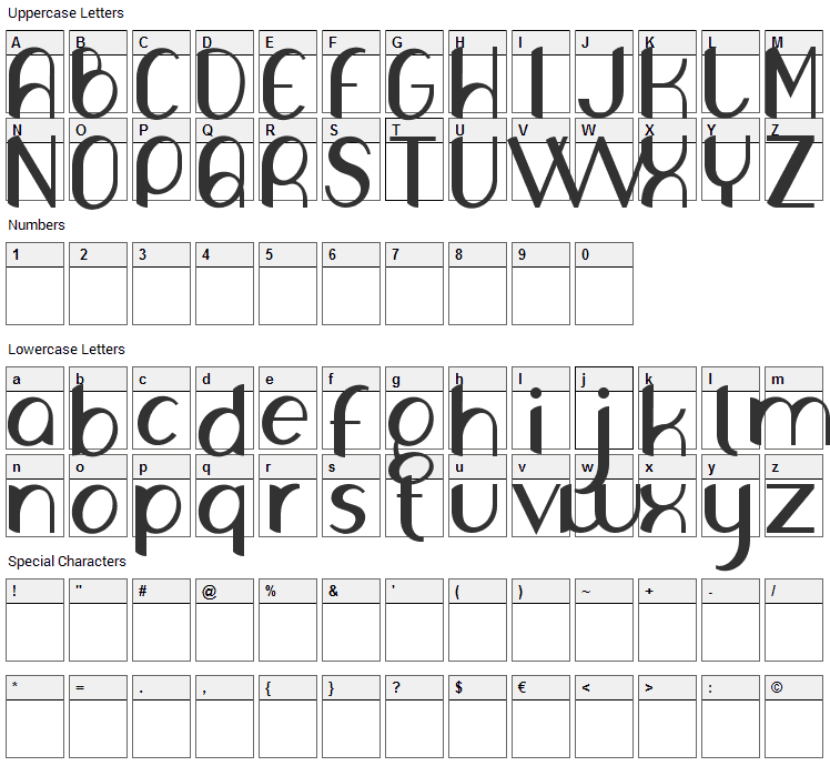 Olivia Font Character Map