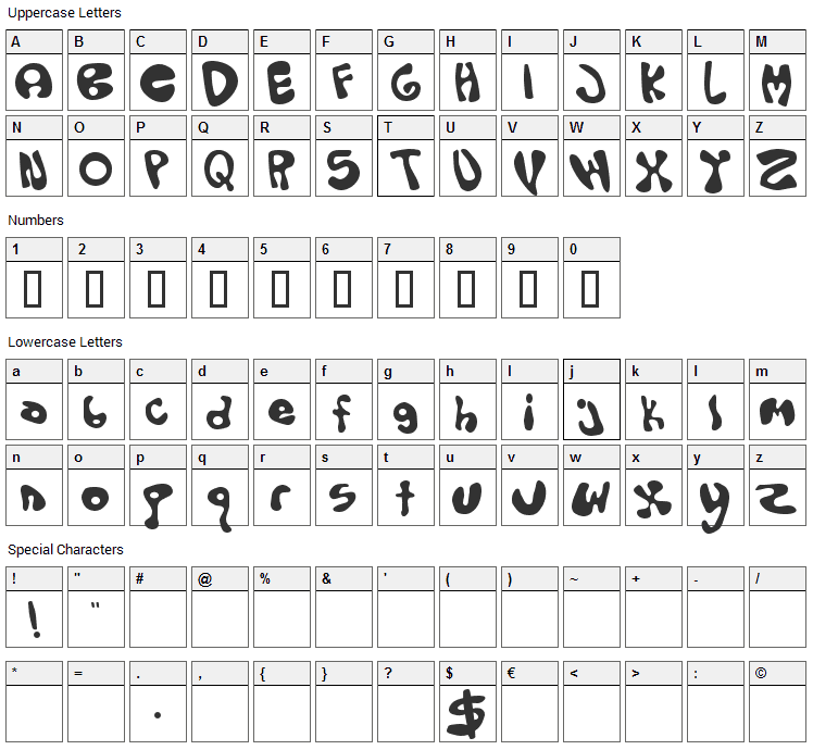 Olopus Font Character Map