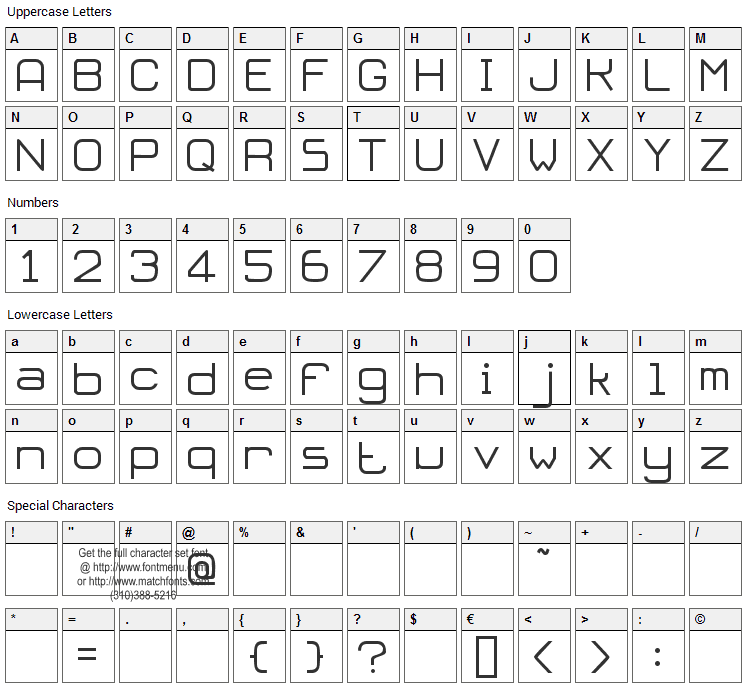 Oloron Font Character Map