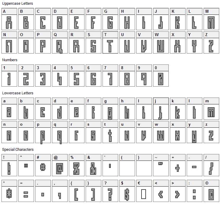 Omegamax Font Character Map