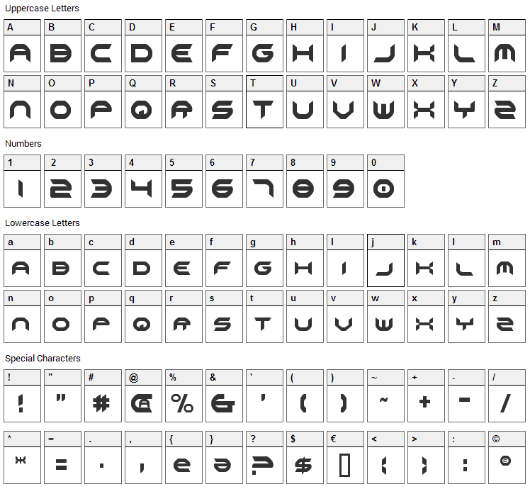 Omni Girl Font Character Map