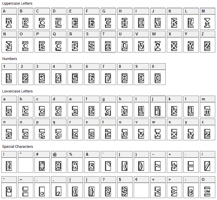 One and a Half Feet Under Font Character Map