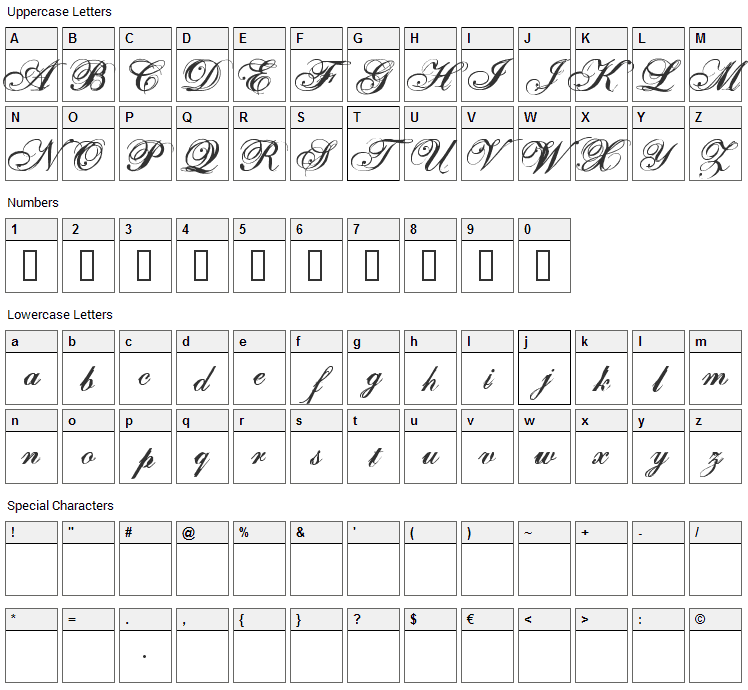 One Fell Swoop Font Character Map
