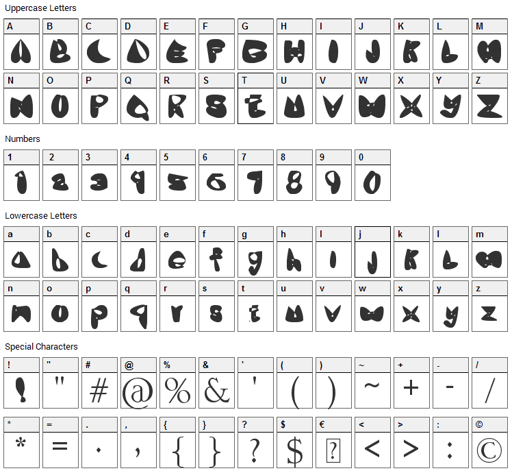 OneLeash Font Character Map