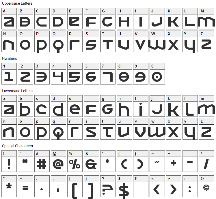 Opilio Font Character Map