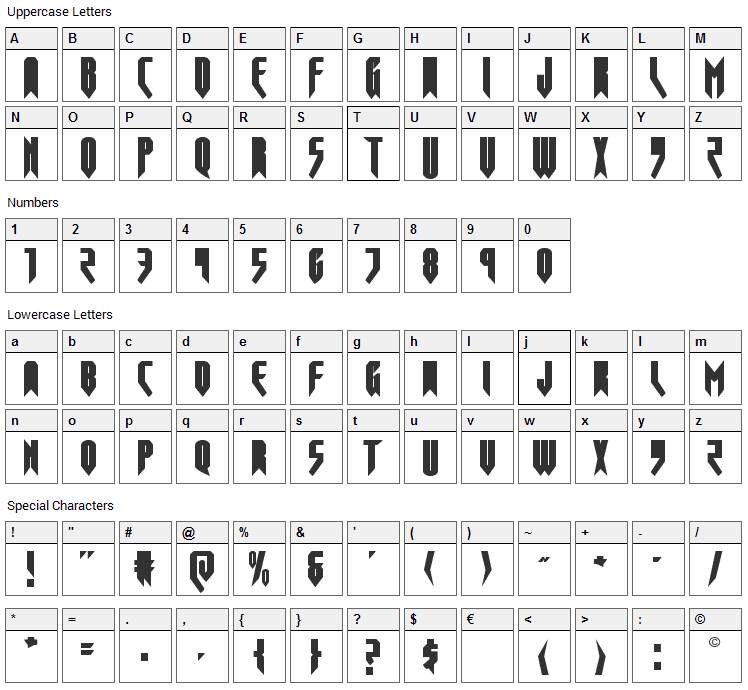 Opus Magnus Font Character Map