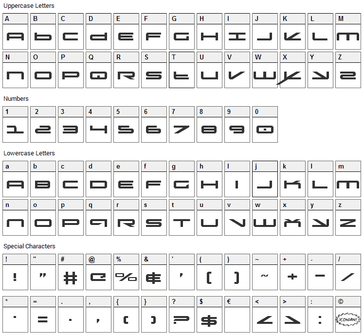Oramac Font Character Map