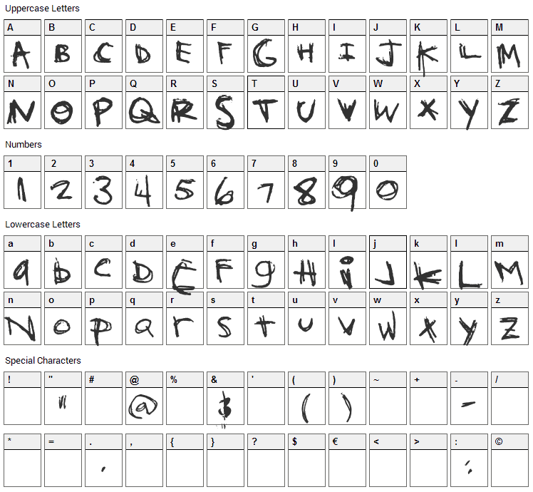Orange Book Font Character Map