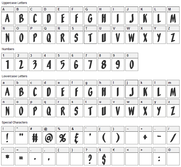 Orange Fizz Font Character Map