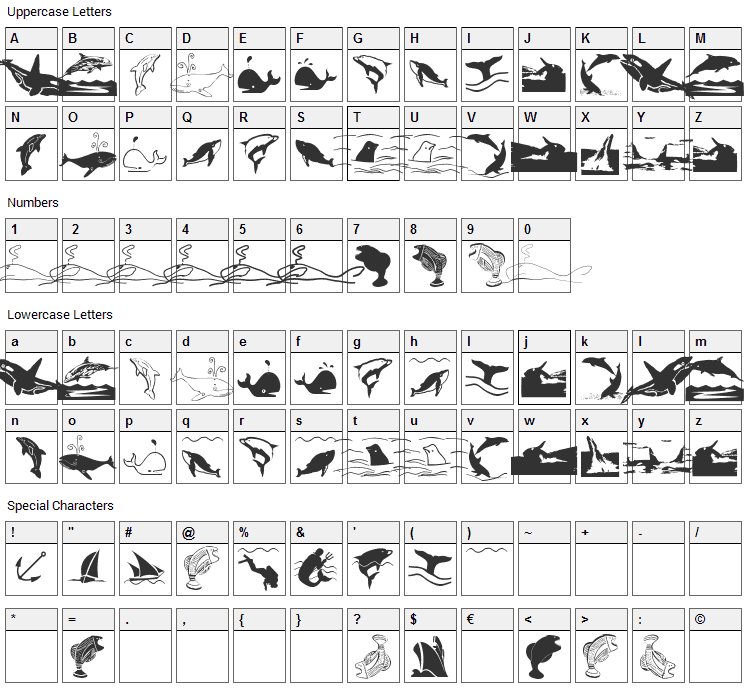 Orcas Font Character Map