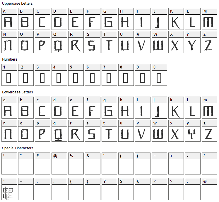 Orchidee Font Character Map