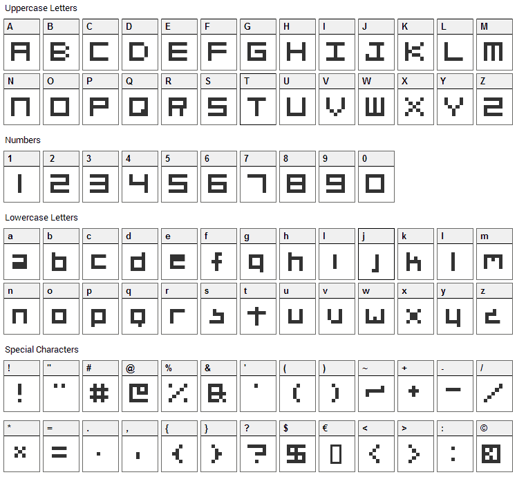 Org_v01 Font Character Map