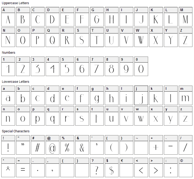 Ormont Font Character Map