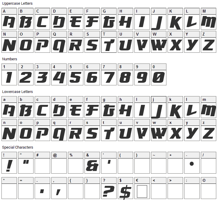 Osaka Sans Serif Font Character Map