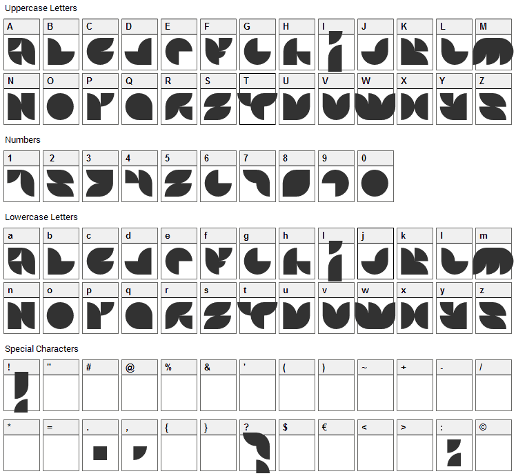 Otscookie Font Character Map