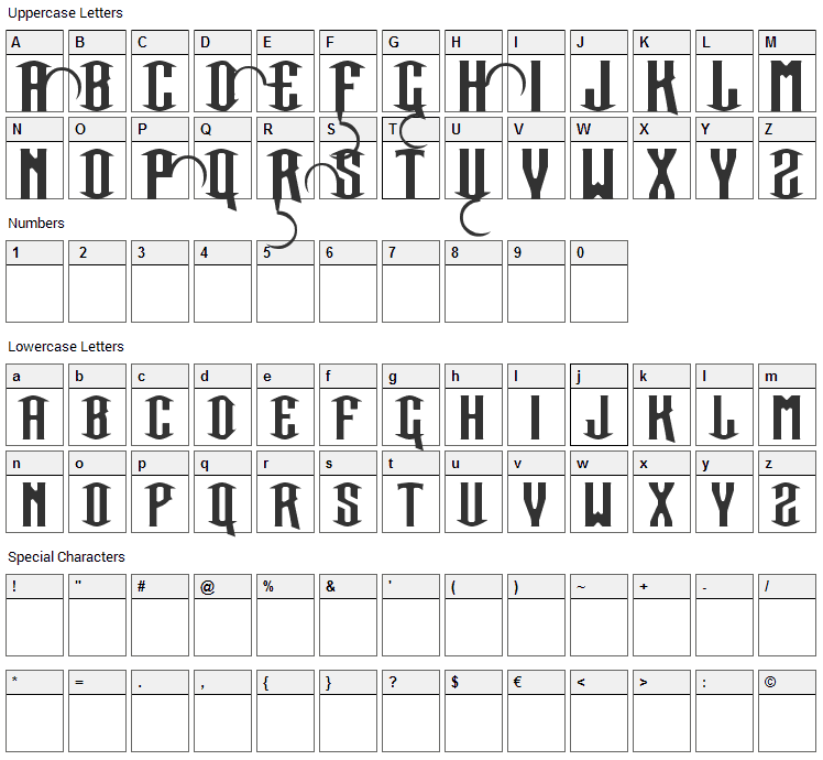 Our Sacred Rights Font Character Map