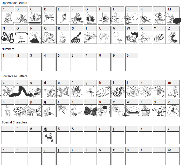 OurLittleDarlings-One Font Character Map