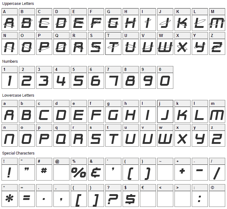 Outer Limits Font Character Map