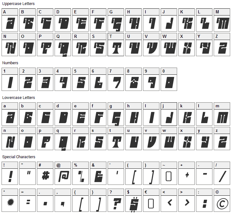 Outright Font Character Map