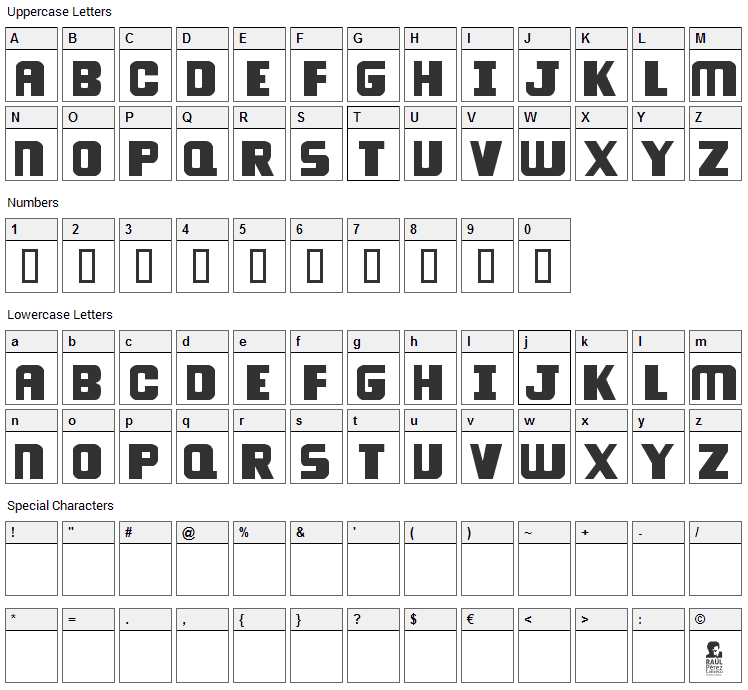 Overload Font Character Map
