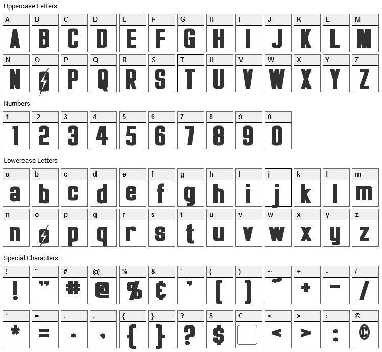 Overseer Font Character Map