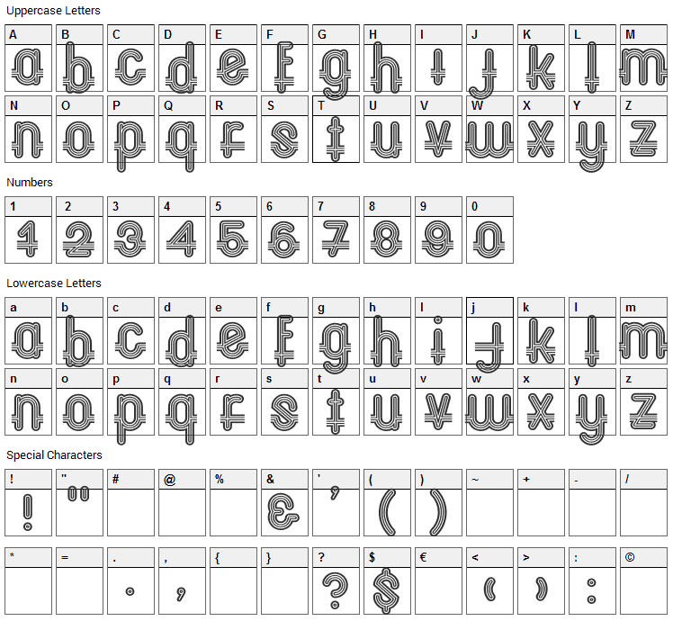 Oxford CP Font Character Map