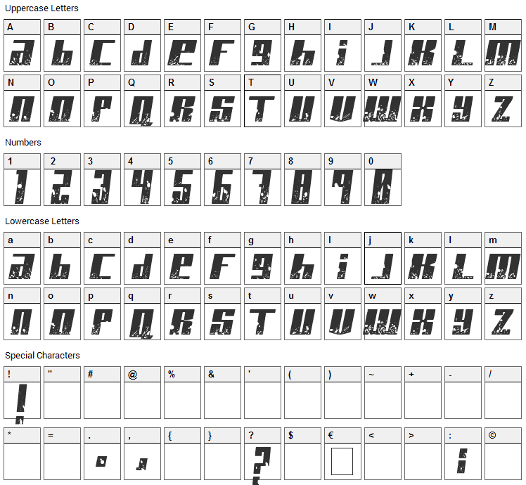 Paint It Black Font Character Map