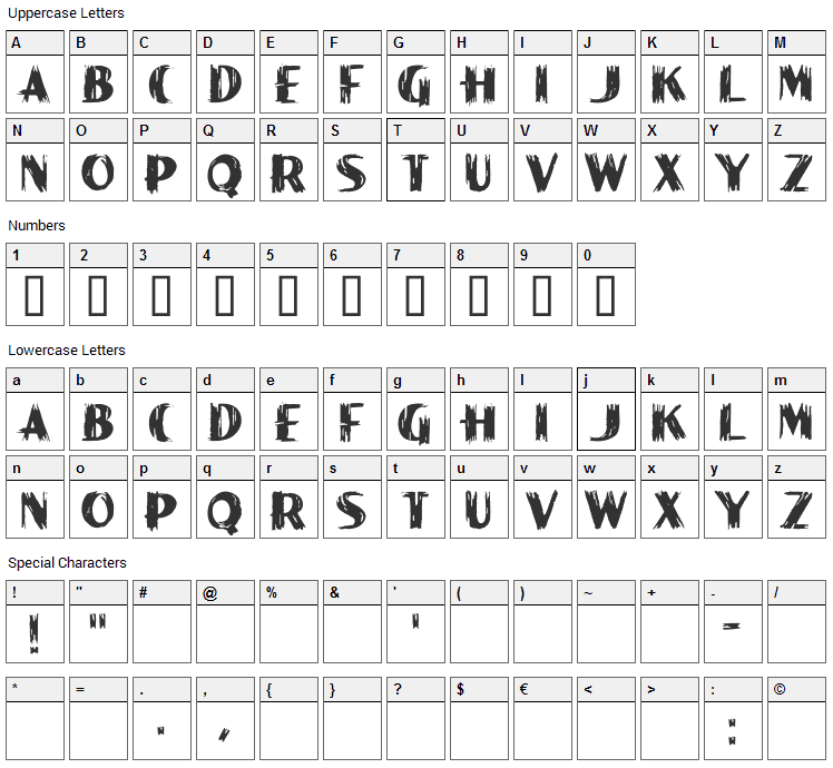 Paint Peel Initials Font Character Map