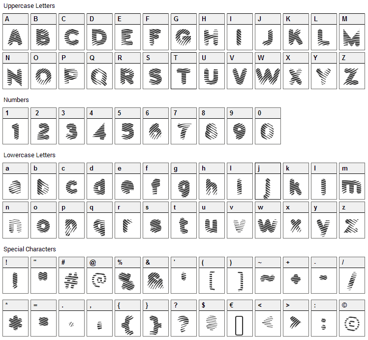 Pants Patrol Font Character Map