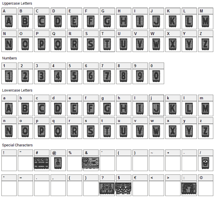 Papel Picado Font Character Map