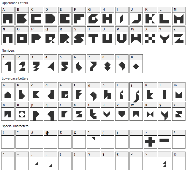 Paper Font Character Map