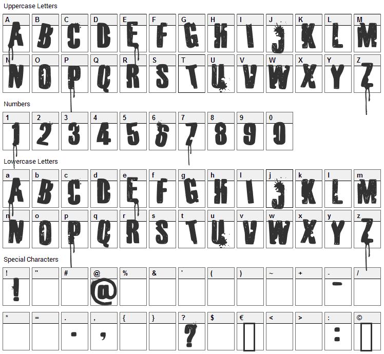 Parents Suck Font Character Map