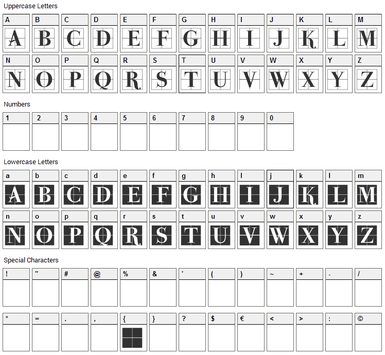 Parma Initialen MK Font Character Map