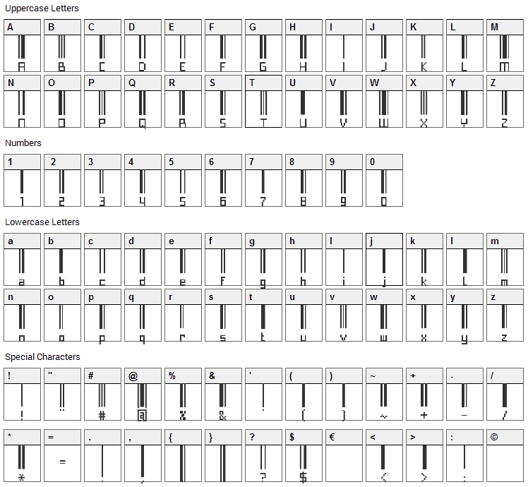 Paskowy Font Character Map