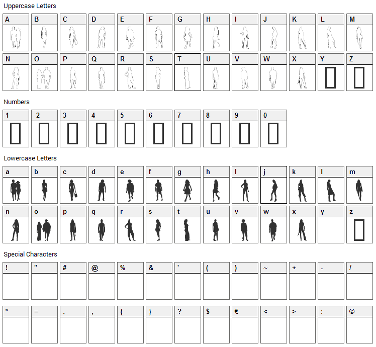 Passarela Font Character Map