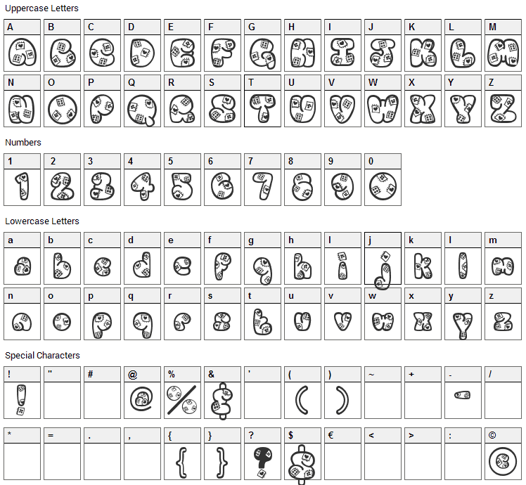 Patches Font Character Map