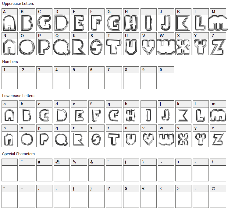 Paul Klein Font Character Map